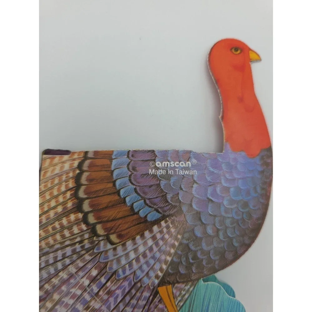 Vintage Honeycomb Paper Turkey Thanksgiving Decorations Set of 4 Multi-Color